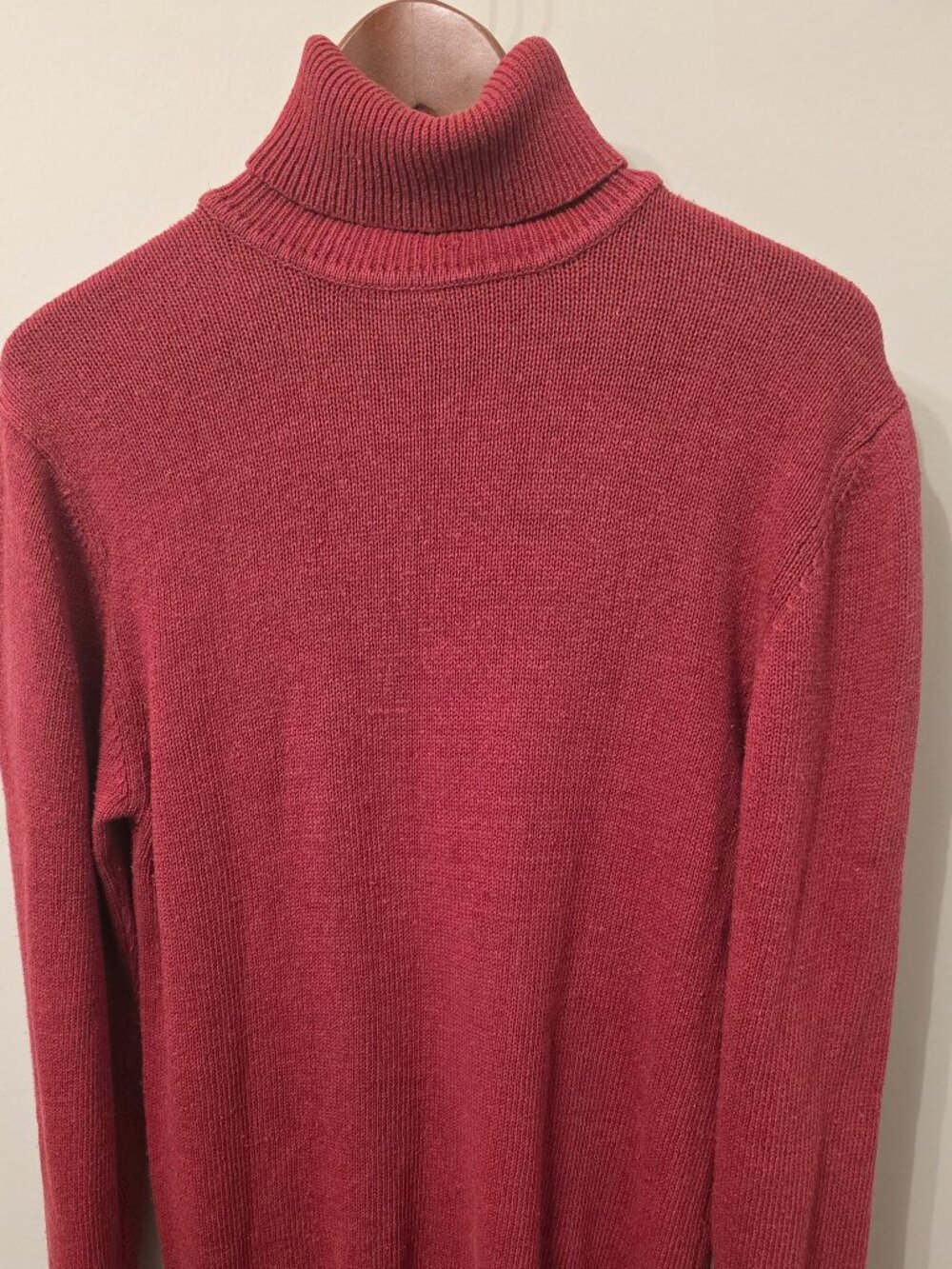 Vintage Orvis Ribbed Turtle Neck Knit Sweater Cranberry Red Mens S/M
